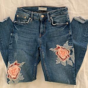 Zara Premium Floral Embroidered Jeans